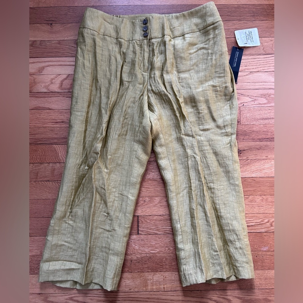 Jones New York Women’s Capri Parrot Color Linen Pants - Size 16WP -‎ NWT